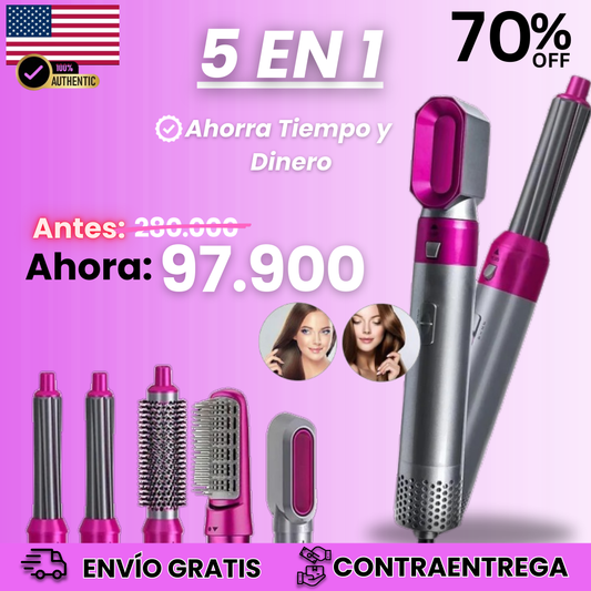 CEPILLO SECADOR 5 en 1™ | ¡Elimina frizz, Seca y Moldea en minutos!