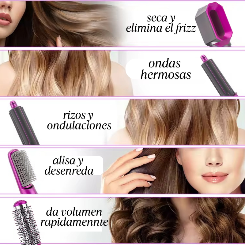 CEPILLO SECADOR 5 en 1™ | ¡Elimina frizz, Seca y Moldea en minutos!